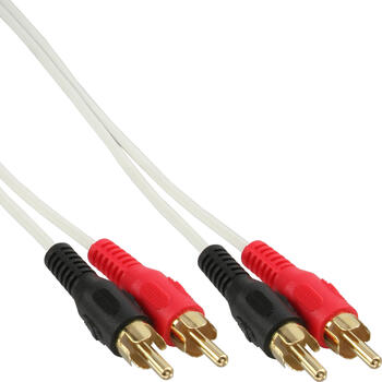 5m Cinch Kabel, 2x Cinch, Stecker / Stecker, weiß / gold