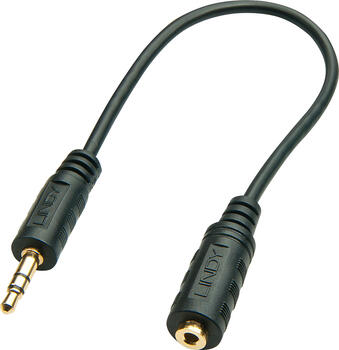 0,2m Cinch Kabel, Audio/Video .5mm auf 2.5mm Schwarz Lindy