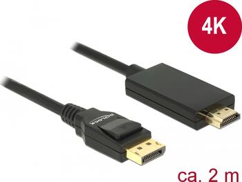 2m DeLOCK DisplayPort 1.2 [Stecker] > HDMI [Stecker] 4K, passiv, schwarz