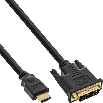 10m InLine HDMI Stecker auf DVI 18+1 Stecker, verg. Kontakte 10m InLine HDMI Stecker auf DVI 18+1 Stecker, verg. Kontakte