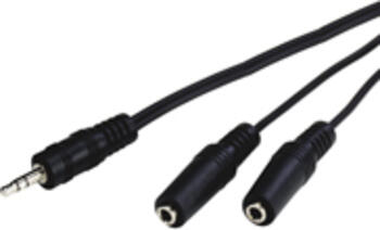 3,5mm Klinke-Y-Adapterkabel, Klinke 3,5mm Stecker > 2x Klinke 3,5mm Buchse, goobay
