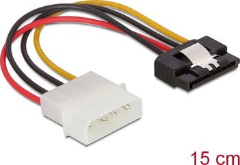 0,15m SATA-Kabel 4pin Molex > SATA clip Stecker/ Buchse DeLock