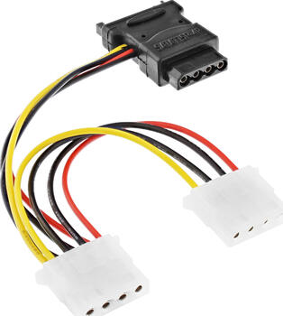 15cm SATA Stromadapterkabel, SATA Buchse an 3x 5,25  Stecker