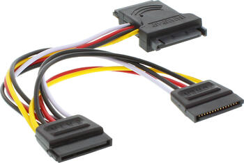 15cm SATA Stromadapterkabel, SATA St / Bu an 2x SATA Stecker