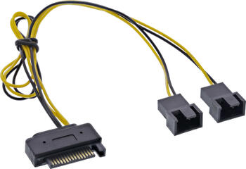 0,3m SATA Strom-Y-Kabel, SATA Buchse an 2x Lüfter (2pol)