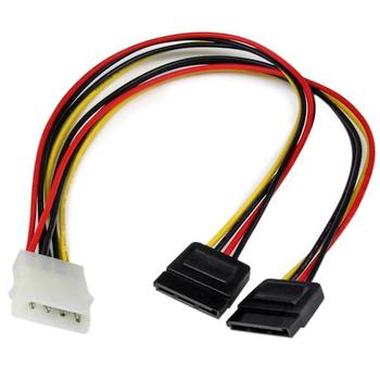 0,3m Strom Y-Kabel 4-Pin (IDE) auf 2x 15-Pin (SATA)