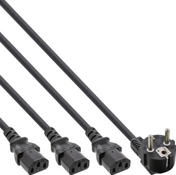 1&comma;8m Netzkabel Stecker-Typ F auf 3x Kaltger&auml;testecker&comma; Y-Kab
