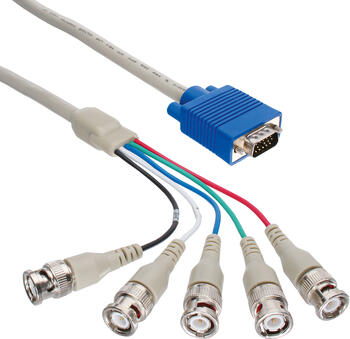 5m VGA BNC Kabel, 5x BNC Stecker an 15pol HD Stecker