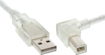 2m USB 2.0-Kabel TypA auf TypB rechts abgewinkelt, transp. 2m USB 2.0-Kabel TypA auf TypB rechts abgewinkelt, transp.
