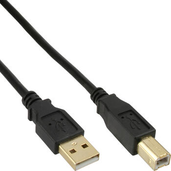 2m USB 2.0 Kabel, A an B, schwarz, Kontakte gold InLine 