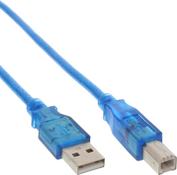 3m USB 2&period;0 Kabel&comma; A an B&comma; blau-transparent InLine