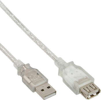 5m USB 2.0 Verlängerung, Stecker/ Buchse, Typ A, transparent 