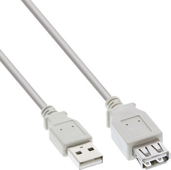 1,8m USB 2.0 Verlängerung Stecker/ Buchse, Typ A, beige/grau 