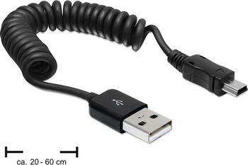 USB 2.0-Kabel TypA auf TypB mini Spiralkabel 