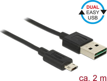 2m USB 2.0 Kabel, Typ-A Stecker > EASY-USB 2.0 Typ Micro-B 
