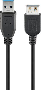 1,8m USB 3.0-Verlängerungskabel, Typ-A auf Typ-A, stecker/ buchse, (5 Gbit/s) goobay, schwarz