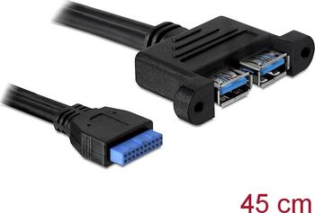 0,45m USB 3.0-Kabel Pin Header Buchse > 2 x USB 3.0-A Buchse 