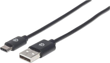 1,0m USB 2.0-Kabel USB 2.0-A auf USB-C Manhattan 