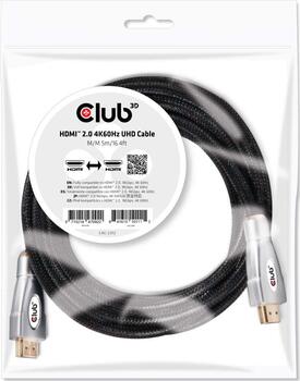 5m HDMI-Kabel Stecker/ Stecker Club3D schwarz High Speed HDMI Kabel UHD 4K 5m HDMI-Kabel Stecker/ Stecker Club3D schwarz High Speed HDMI Kabel UHD 4K