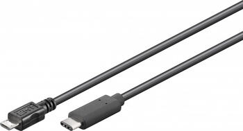 1,0m USB 2.0-Kabel, Typ-C auf Typ-B-Micro stecker/ stecker (0,48 Gbit/s/ 2,5 W) goobay, schwarz