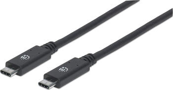 1.0m USB 3.1-Kabel TypC Stecker/Stecker schwarz Manhattan SuperSpeed+