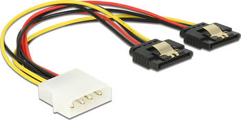 0,2m internes Stromkabel 4-Pin IDE Stecker > 2x 15-Pin SATA, Y-Kabel, Delock
