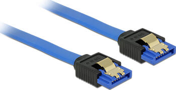 0,20m SATA Anschlusskabel blau mit Goldclips Buchse gerade an SATA Buchse gerade