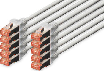 3m Patchkabel Cat.6 S/FTP grau, 10er Pack DIGITUS 3m Patchkabel Cat.6 S/FTP grau, 10er Pack DIGITUS