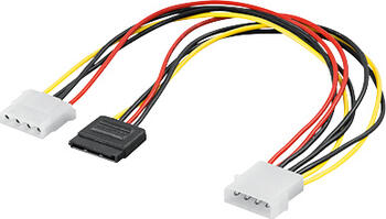 PC Y Stromkabel/Stromadapter 5.25; 1x Stecker zu 1x SATA Stecker und 1x Buchse 5.25, goobay