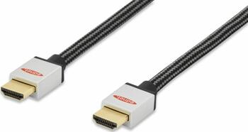 1m Ednet HDMI 2.0 Kabel mit Ethernet, silber/schwarz 