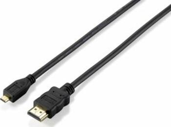 1,0m HDMI-Kabel, HDMI Typ A auf HDMI Typ D, Schwarz mit Ethernet, Equip