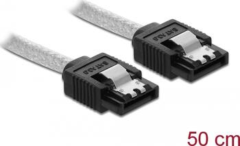 0,5m SATA-Kabel gerade, transparent, Stecker schwarz 