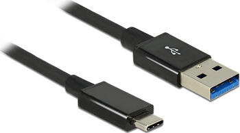 1m Delock Kabel SuperSpeed USB 10 Gbps (USB 3.1 Gen 2) USB Type-C Stecker > USB Typ-A, koaxial, schwarz, Premium