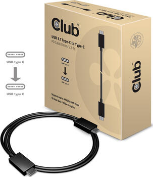 0,8m Club3D USB 3.1 Typ-C Anschlusskabel, PowerDelivery St/St 0,8m Club3D USB 3.1 Typ-C Anschlusskabel, PowerDelivery St/St