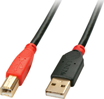 10m USB 2.0 Kabel USB A auf USB B, schwarz rot, Lindy 10m USB 2.0 Kabel USB A auf USB B, schwarz rot, Lindy