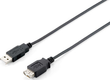 3m USB 2.0 Verlängerungskabel, USB-A > USB-A, stecker/buchse schwarz, Equip