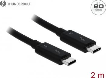 2m  Delock Thunderbolt 3 (20 Gb/s) USB-C Kabel Stecker > Stecker passiv 3A schwarz