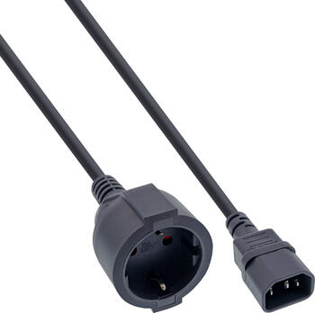 0,5m Netzkabel-Adapter Kaltgeräteanschluss C14 auf Schutzkontakt Buchse, für USV-Anschluss