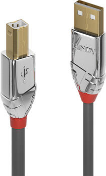 3m Lindy USB-Kabel, USB-A > USB-B, stecker/ buchse grau