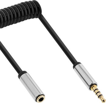 0,5m InLine Slim Audio Spiralkabel Klinke 3,5mm stecker/ buchse, 4-polig