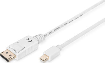 2m Digitus DisplayPort Kabel&comma; Mini DisplayPort > DisplayPort stecker&sol;stecker&comma; weiss