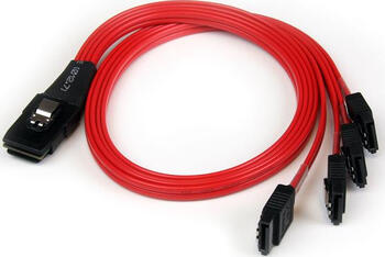 0,5m StarTech SFF-8087 auf 4x SATA-Kabel, rot 