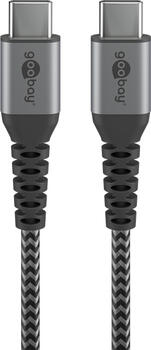 0&comma;5m USB-C Textilkabel mit Metallsteckern spacegrau&sol;silber&comma; Laden mit max&period; 60 W&comma; goobay