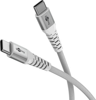 3m USB-C Supersoftes Textilkabel mit Metallsteckern weiß Laden mit max. 60 W, Silikon, goobay 3m USB-C Supersoftes Textilkabel mit Metallsteckern weiß Laden mit max. 60 W, Silikon, goobay