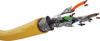 25m Netzwerkkabel CAT 8&period;1 Verlegekabel&comma; S&sol;FTP &lpar;PiMF&rpar;&comma; gelb GHMT-zertifiziert