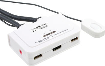 InLine KVM Switch, 2-fach, HDMI, USB, mit Audio, integr. Ka. 