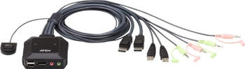 2-Port KVM-Switch DisplayPort mit USB/ 2x Klinke, Aten 