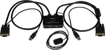 StarTech 2 Port VGA USB KVM Switch Kabel, VGA KVM Umschalter USB Powered mit Fernumschaltung