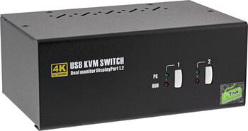 InLine KVM Desktop Switch, 2-fach, Dual-Monitor DisplayPort 1.2, 4K, USB 2.0, Audio