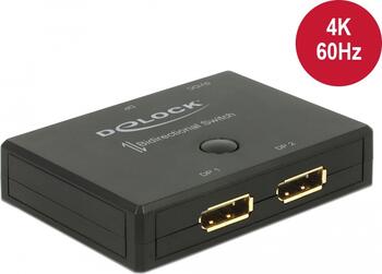 Delock DisplayPort 2 - 1 Umschalter bidirektional 4K 60 Hz 